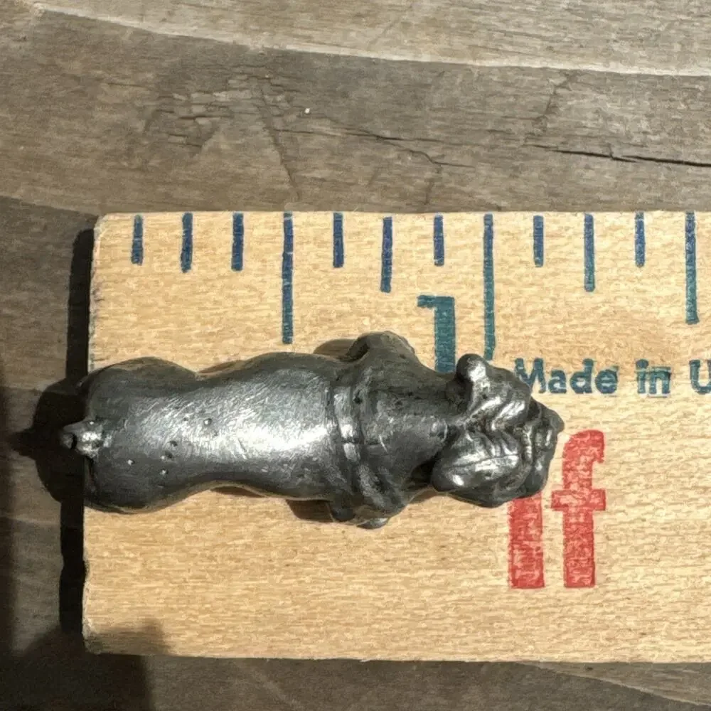 Vintage Solid Miniature Pewter Bulldog Figurine Signed Rawclif Pewter 1987